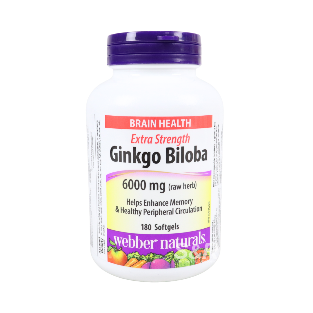 Webber Naturals Extra Strength Gingko Biloba 6000mg 180 softgels